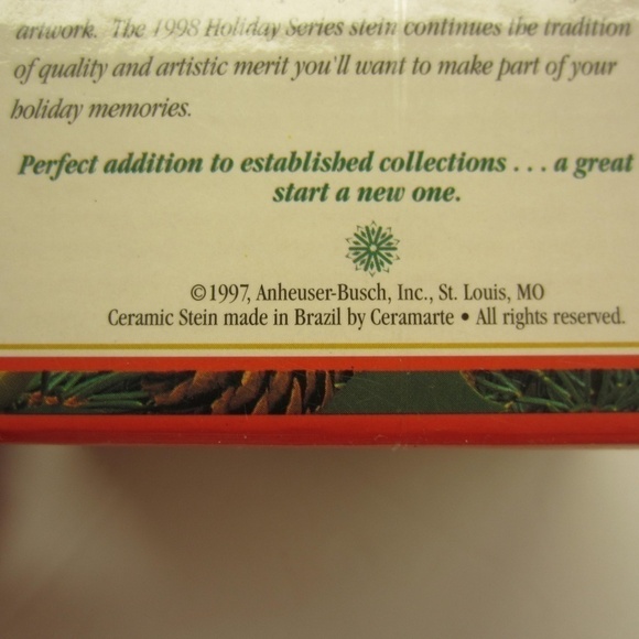 Vintage‎ 1998 Budweiser Holiday Stein Grant’s Farm Holiday - Picture 13 of 16